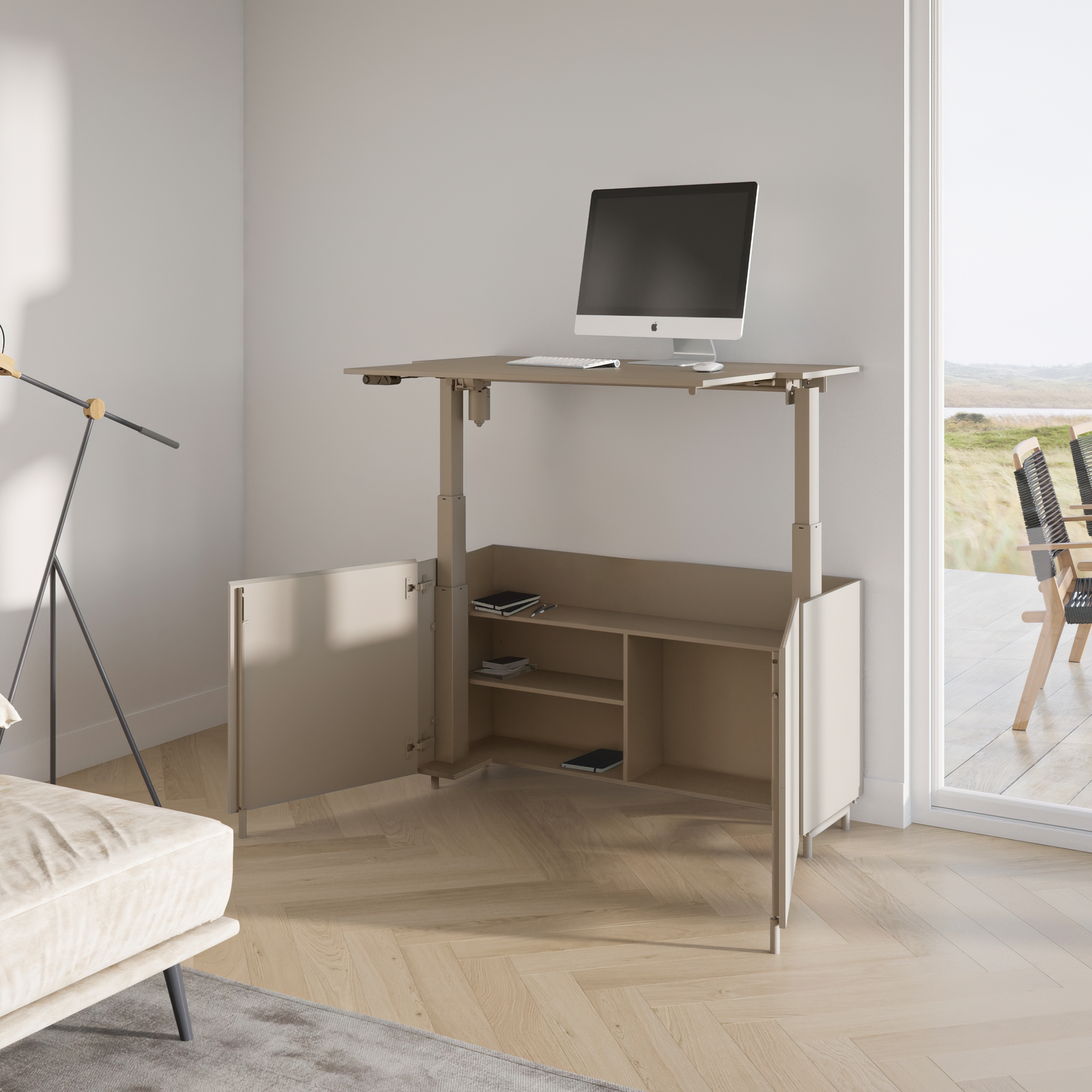 Bureau Assis-Debout CABINET — Armoire Transformable en Bureau Électrique