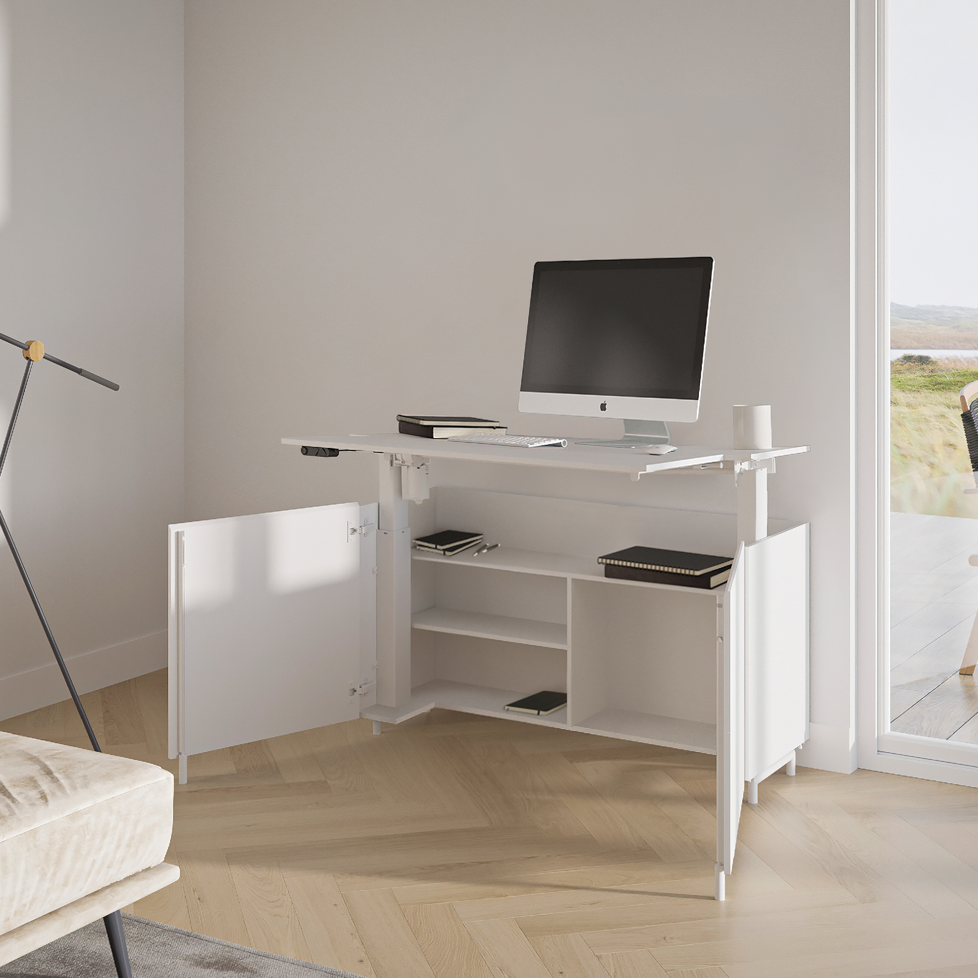 Bureau Assis-Debout CABINET — Armoire Transformable en Bureau Électrique